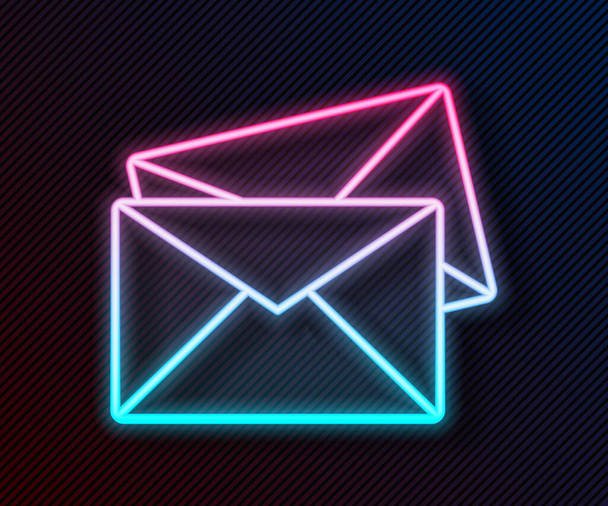 Glowing neon line Envelope icon isolated on black background. Email message letter symbol. Vector Illustration - Vetor, Imagem