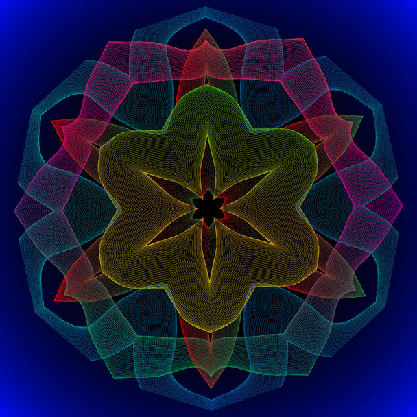 Mandala ondulado brillante - ilustración vectorial
 - Vector, Imagen
