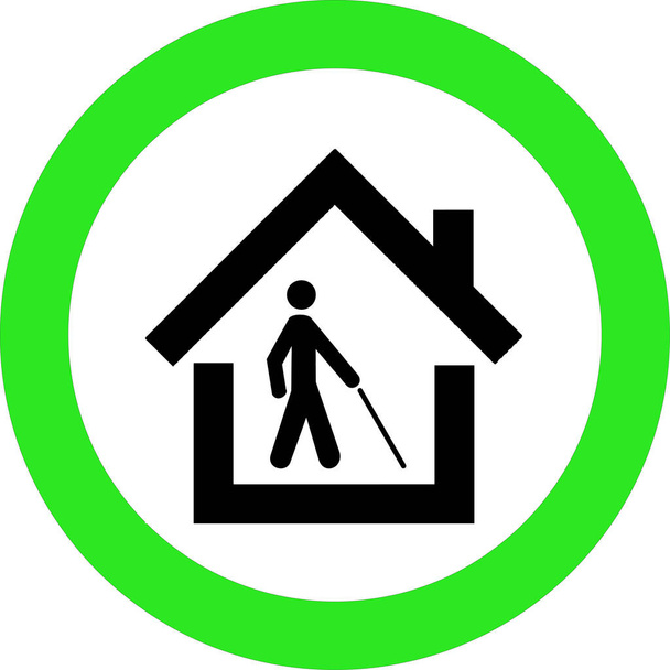 Citoyen âgé à l'intérieur de la maison pendant la pandémie illustration vectorielle icône
 - Vecteur, image