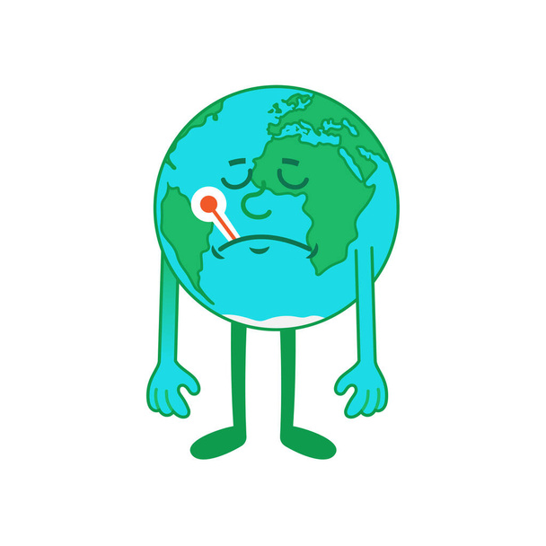 Zeichentrickfigur der kranken Erde  - Vektor, Bild
