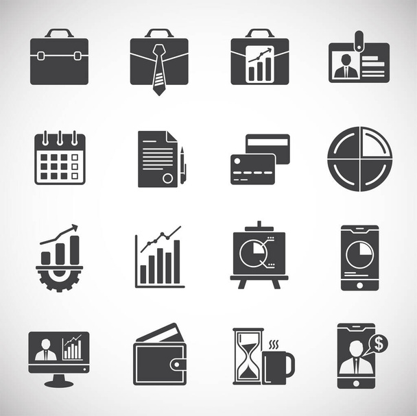 Geschäftsbezogene Symbole setzen auf Hintergrund für Grafik- und Webdesign. Kreatives Illustrationskonzept für Web oder mobile App. - Vektor, Bild