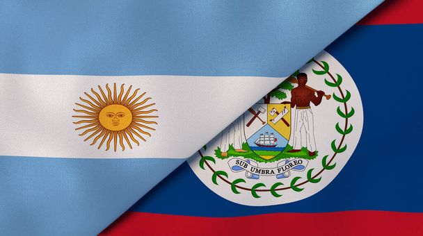 Dos estados banderas de Argentina y Belice. Fondo de negocio de alta calidad. ilustración 3d
 - Foto, imagen