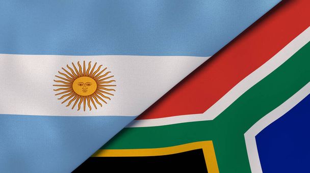Argentiinan ja Etelä-Afrikan liput. Laadukas yritystausta. 3d kuva
 - Valokuva, kuva