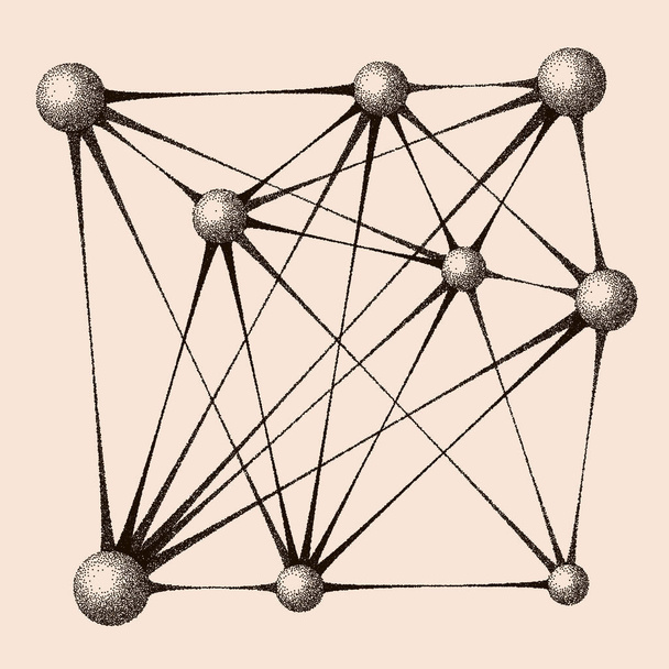 Структура криволинейных молекул - векторная иллюстрация
  - Вектор,изображение