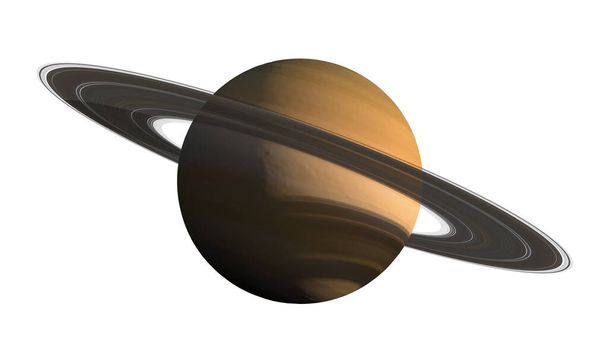 3D-Rendering des Planeten Saturn mit detaillierten Ringen in Nahaufnahme und dem in der Abbildung enthaltenen Clipping-Pfad für Weltraumforschungshintergründe. Elemente dieses von der NASA bereitgestellten Bildes. - Foto, Bild