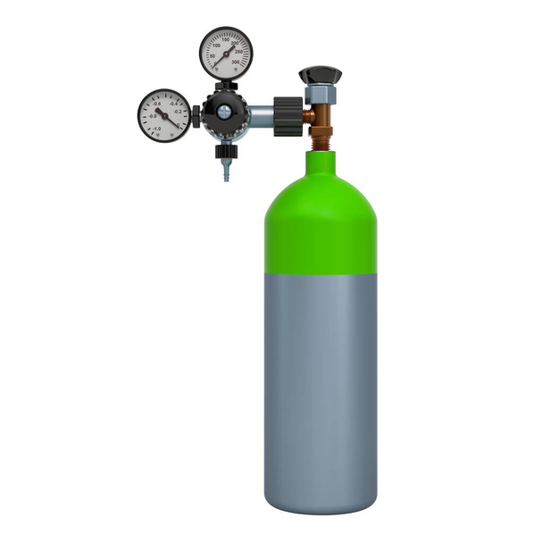 Tanque de oxígeno, cilindro de gas. Representación 3D aislada sobre fondo blanco
 - Foto, Imagen