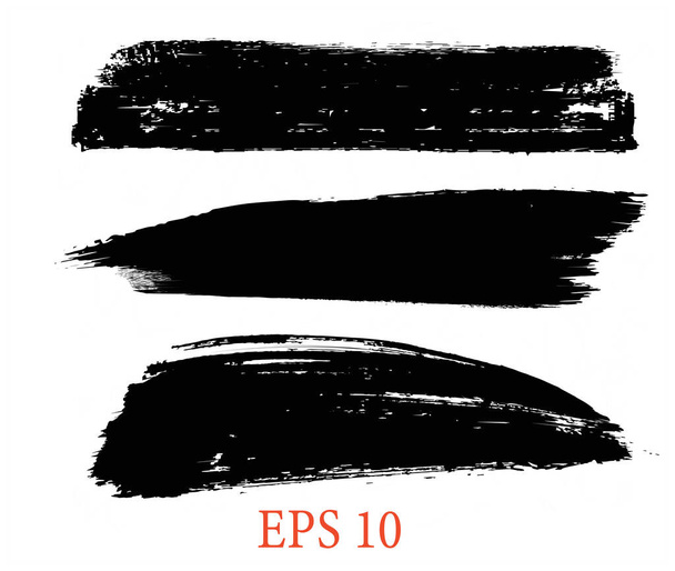 Черная линия, поглаживания кистью, набор красок чернилами, EPS 10
 - Вектор,изображение