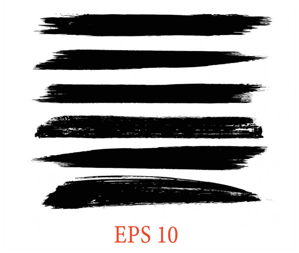 Zwarte lijn, grunge penseelstreken, inktverfset, EPS 10 - Vector, afbeelding
