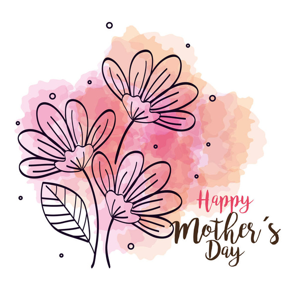 幸せな母の日カード花飾り - ベクター画像