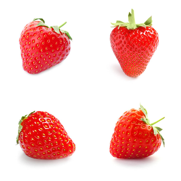 Set with delicious sweet strawberries on white background - Foto, Imagen