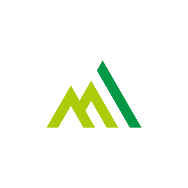 επιστολή mi απλές γραμμές τέχνη βουνό πράσινο αφηρημένο γεωμετρικό διάνυσμα λογότυπο - Διάνυσμα, εικόνα