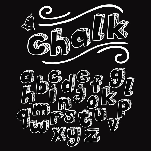 krijt Hand getekend alfabet. ABC kleine letters ingesteld. Doodle vector lettertype voor concept design - Vector, afbeelding