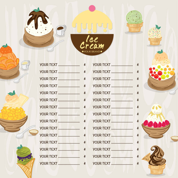 menu template Ice cream dessert reataurant brand design - Wektor, obraz