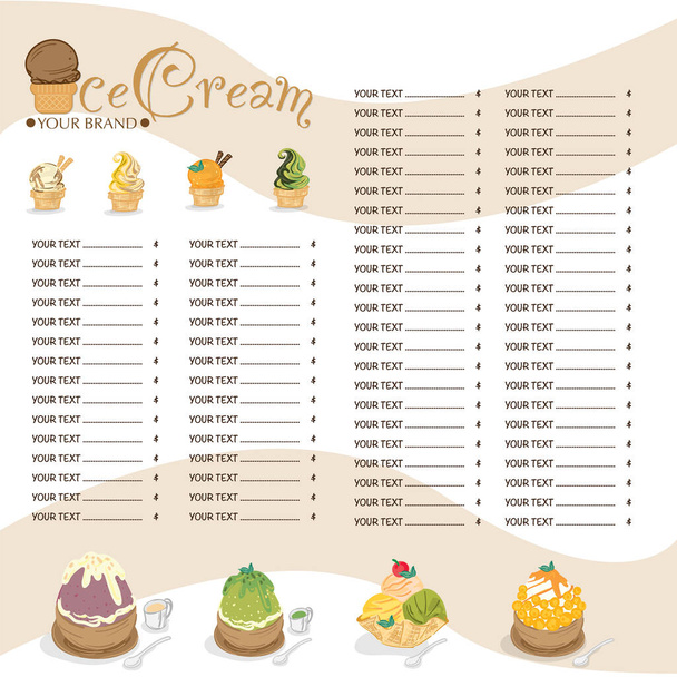 menu template Ice cream dessert reataurant brand design - Vektör, Görsel
