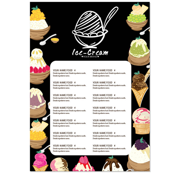 menu template Ice cream dessert reataurant brand design - Vector, afbeelding