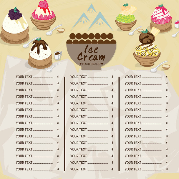 menu template Ice cream dessert reataurant brand design - Wektor, obraz