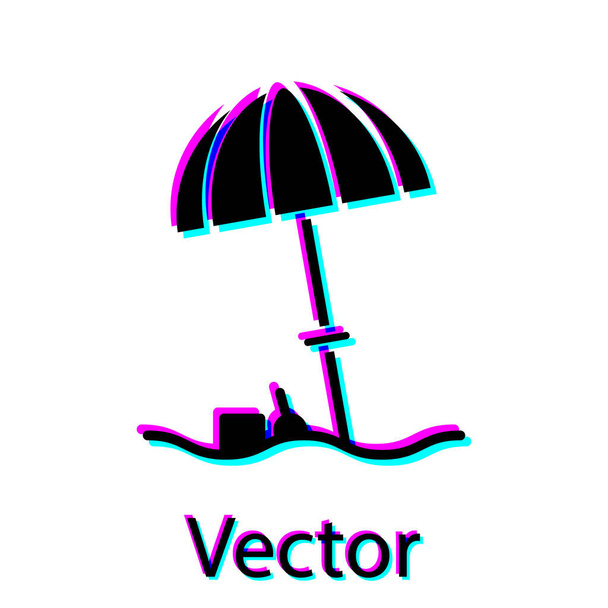 Beyaz arka planda izole edilmiş plaj ikonu için Siyah Güneş koruyucu şemsiye. Açık alan için büyük bir şemsiye. Plaj şemsiyesi Vektör İllüstrasyonu - Vektör, Görsel