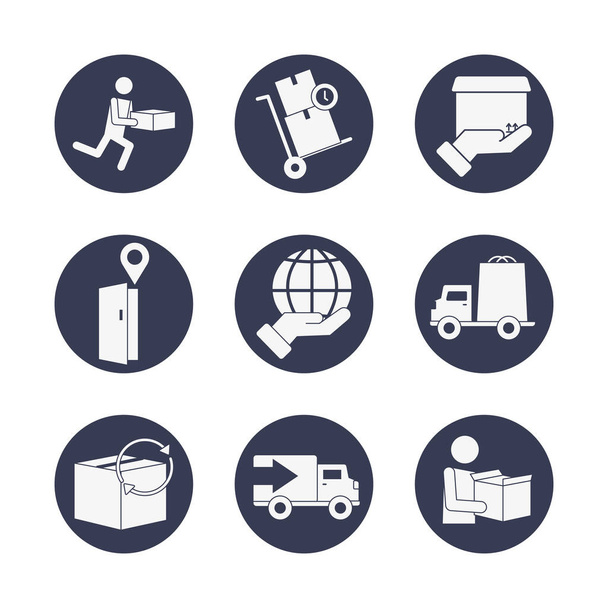 scatole e set di icone di consegna, stile blocco
 - Vettoriali, immagini