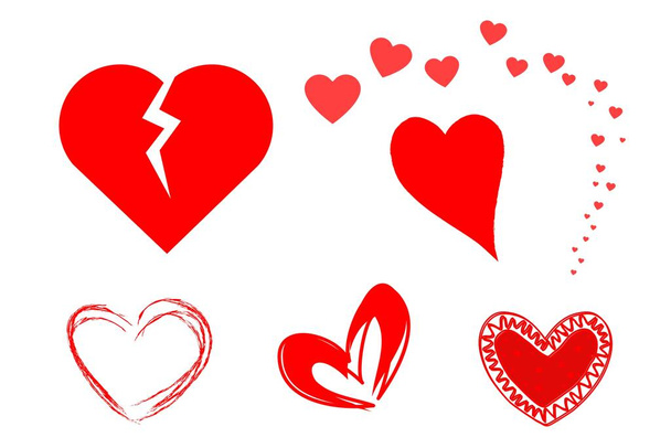 Červené srdce tvary izolované na bílém pozadí.Ilustrace design - Fotografie, Obrázek