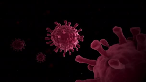 Virüsün bedeni uzayda uçuyor. Kromakey 'de Coronavirus. Virüs modelinin 3 boyutlu görüntüsü. Patojenik hücreler havada süzülür. - Video, Çekim