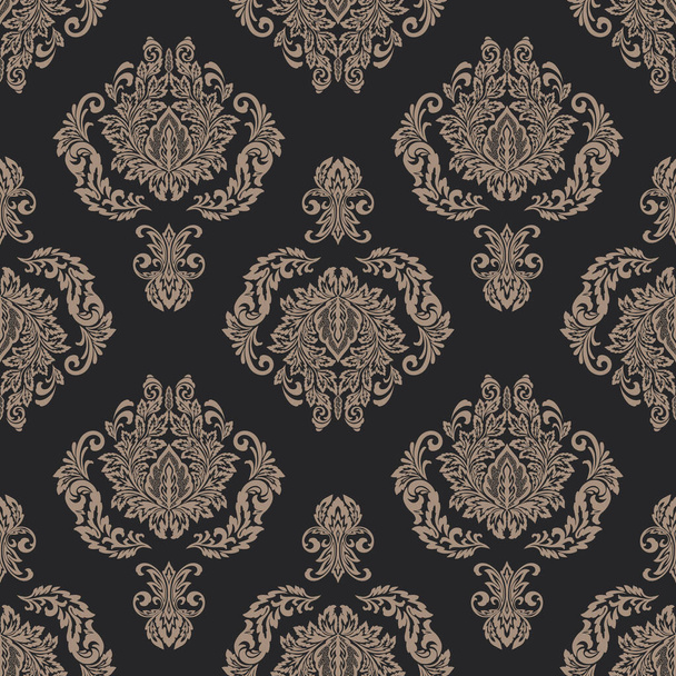 Damask seamless emboss pattern background. Vector classical luxury old damask ornament, royal victorian seamless texture for wallpapers, textile, wrapping. Vintage exquisite floral baroque template. - Vektor, kép