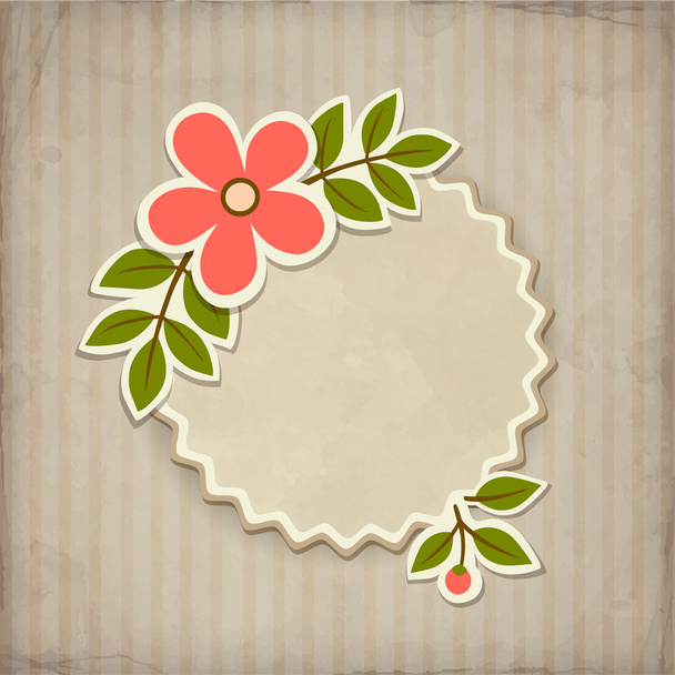 Vector badge with flower in retro style - Wektor, obraz