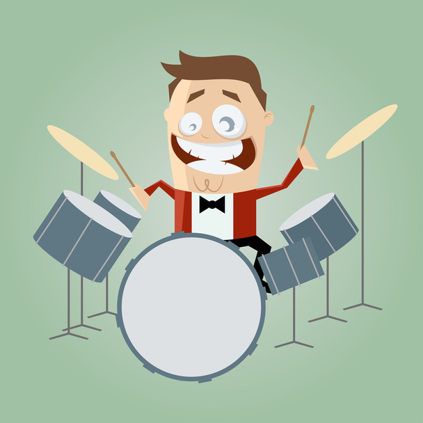 Lustiger Cartoon-Schlagzeuger - Vektor, Bild