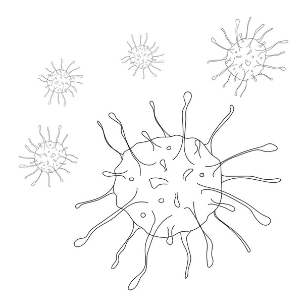2019-nCoV. Brote de Coronavirus. Peligro del coronavirus y enfermedad de riesgo para la salud pública y brote de gripe. Concepto médico pandémico con células peligrosas.Ilustración vectorial aislada sobre fondo rojo oscuro
. - Vector, Imagen