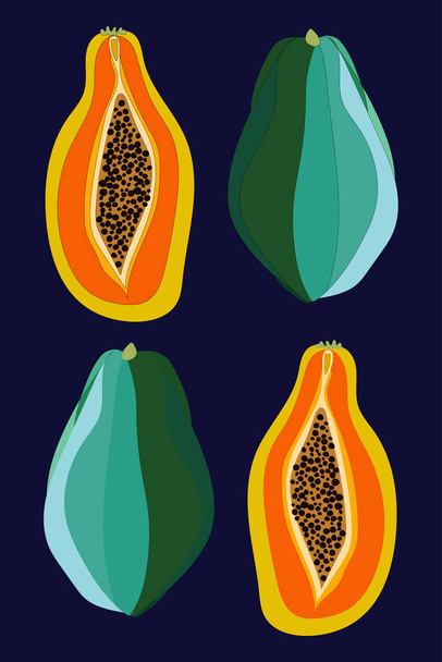 Metà dell'icona della papaia isolata sullo sfondo. Illustrazione piatta di mezza papaia - icona per il web design
. - Vettoriali, immagini