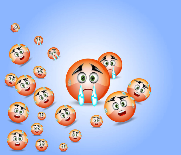Emoji kreskówkowe emocje twarz - Wektor, obraz