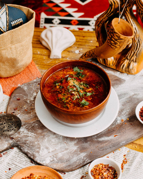 georgian kharcho soup on the table - Fotoğraf, Görsel