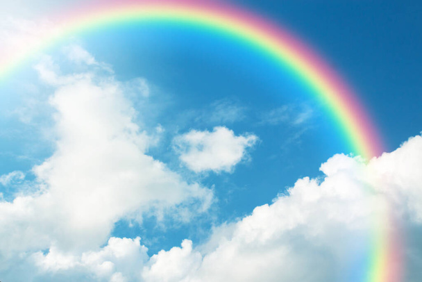 Rainbow in Blue sky with cloud. - Photo, Image