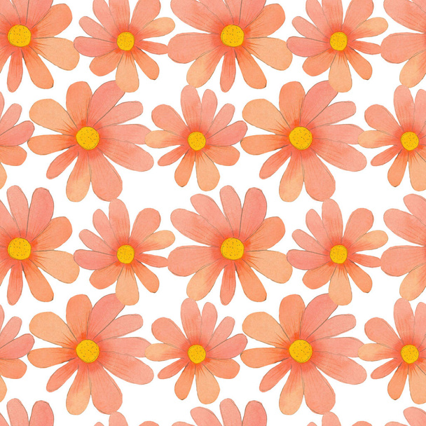 Bezešvé vzor s světle růžové roztomilé květiny izolované na bílém pozadí. Design pro blahopřání, balicí papír, designové diáře, tkaniny a tapety. - Fotografie, Obrázek