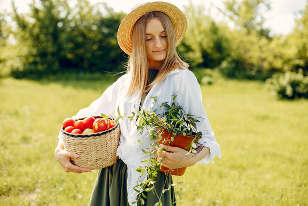Beautiful woman in a summer field - Foto, Bild