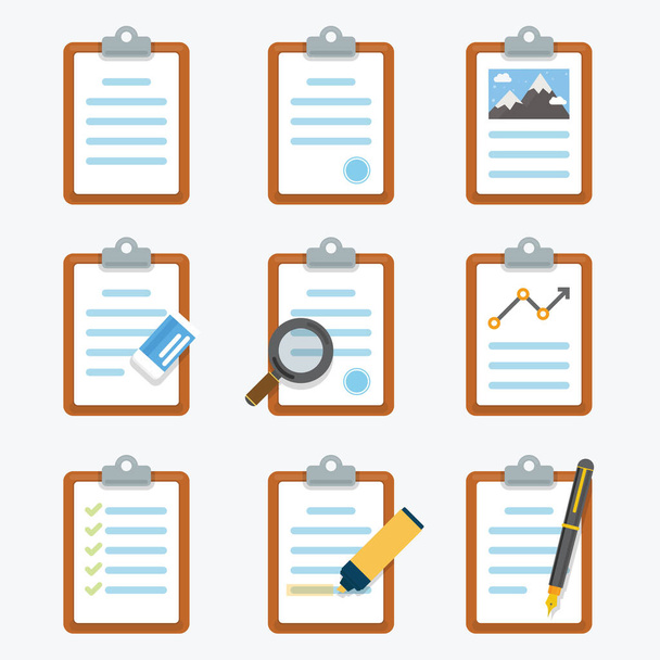 Clipboard Icon with flat design and 9 different style - Vector, Image