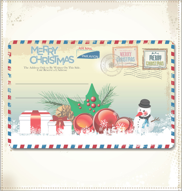 Vintage Christmas post card - Vector, Image