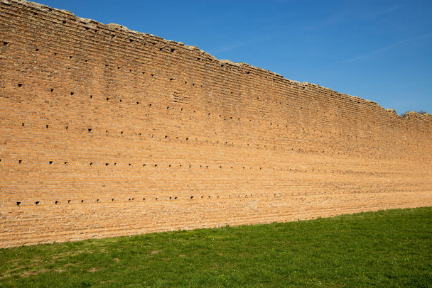 Perimeter wall of the Circus of Maxentius made of brick. Here was the obelisk which is now in Piazza Navona on the fountain of the four rivers. The circus is located along the Appia Antica. Rome. - Photo, Image