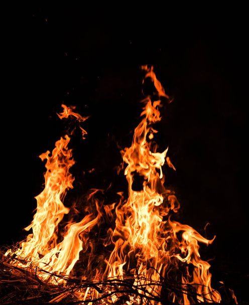 Vuurvlammen op een zwarte achtergrond - Foto, afbeelding