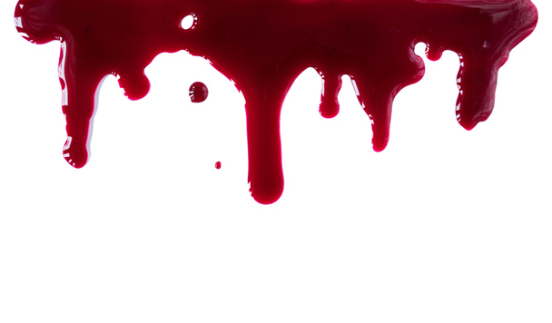Στάγδην αίμα που απομονώνεται σε λευκό φόντο με μονοπάτι αποκοπής. - Φωτογραφία, εικόνα