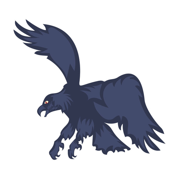 Ilustração vetorial atacando águia com asas abertas, isolada sobre fundo branco
. - Vetor, Imagem