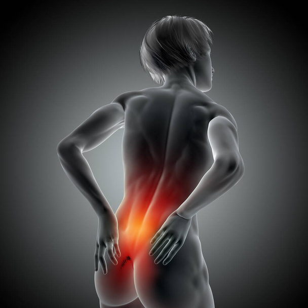 3D-візуалізація медичного зображення з жінкою, що тримає її спину в болю
 - Фото, зображення