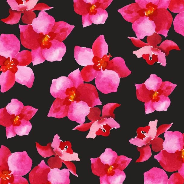 Seamless pattern with colorful flowers on dark background - Vector, Image
