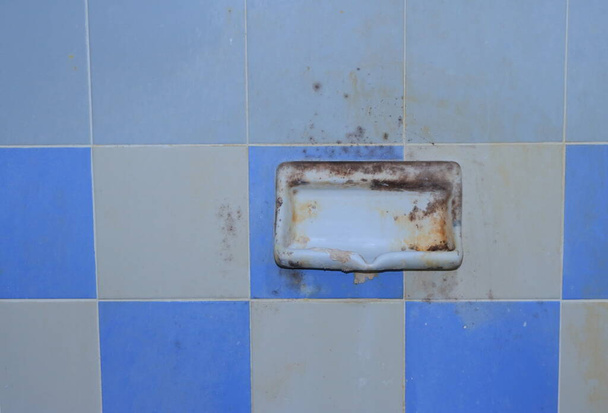 Neglected dirty soap dish with molds growing on the surface, this can cause disease or allergy, cleaning concept   - Photo, Image