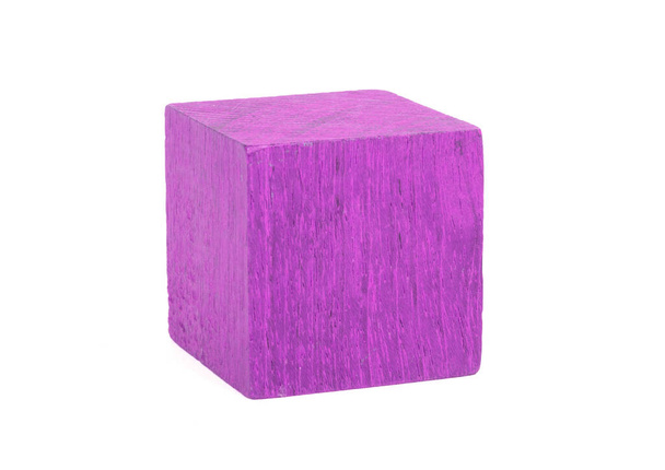 白の背景に隔離されたヴィンテージ紫色の建物ブロック - 写真・画像