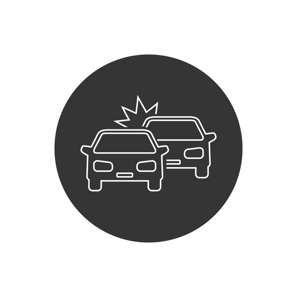 Crashed Cars vector line icon on white modern flat style - Vector, Image
