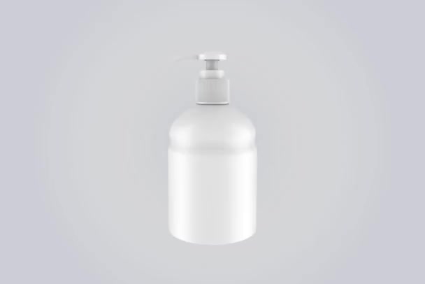 Plantilla de anuncios, lavado a mano en blanco botella de plástico realista con bomba airless dispensador. Contenedor farmacéutico gel líquido, jabón, loción, crema, champú, espuma de baño. ilustración 3d
 - Imágenes, Vídeo