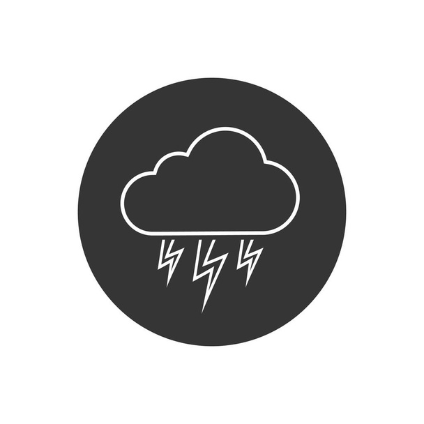 Grau Stormline Symbol isoliert auf weißem Hintergrund. Wolke und Blitz. Wetterikone des Sturms. Vektor - Vektor, Bild