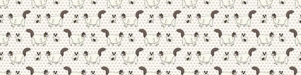 Cute cartoon Ragdoll cat and kitten seamless border pattern. Pedigree kitty breed domestic kitty background. Cat lover fluffy purebred washi ribbon. Feline EPS 10 trim.  - Vector, Image