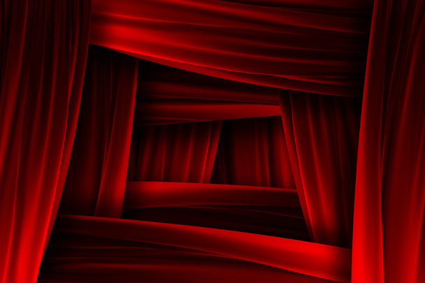 czerwone zasłony iluzji ramki - Zdjęcie, obraz
