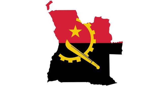 Angola map with flag texture on  white background, illustration,textured , Symbols of Angola ,for advertising ,promote, TV commercial, ads, web design, magazine, news paper, report - Photo, Image